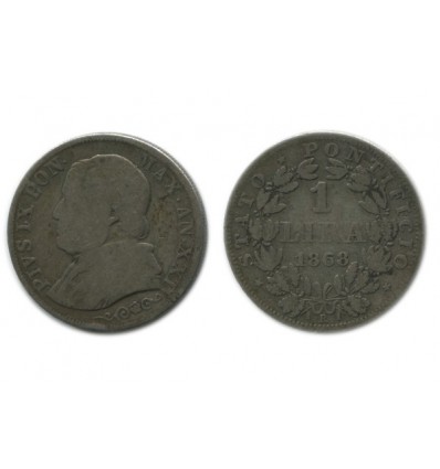 1 Lire Pie IX Buste Large Vatican Argent