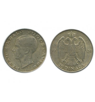 20 Dinars Pierre II Yougoslavie - Argent