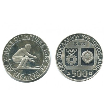 500 Dinars Yougoslavie - Argent Jeux Olympique d'hiver à Sarajevo en 1984 - Le slalom
