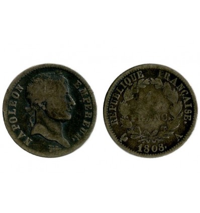 1 Franc Napoleon Ier Tête Laurée Revers République