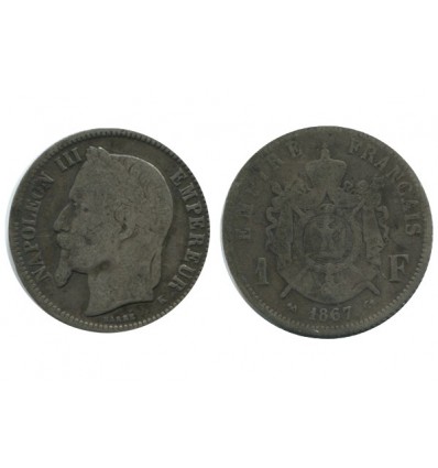 1 Franc Napoleon III Tête Laurée Second Empire