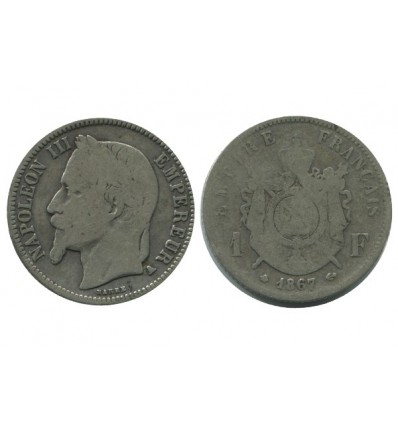 1 Franc Napoleon III Tête Laurée Second Empire