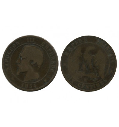 10 Centimes Napoleon III Tête Nue Second Empire