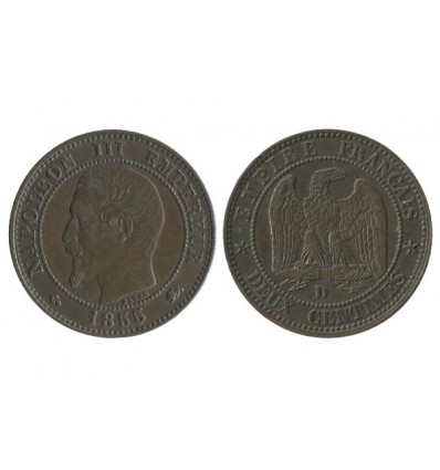 2 Centimes Napoleon III Tête Nue Second Empire