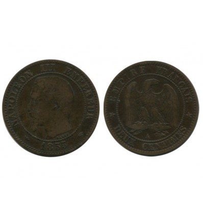 2 Centimes Napoleon III Tête Nue Second Empire