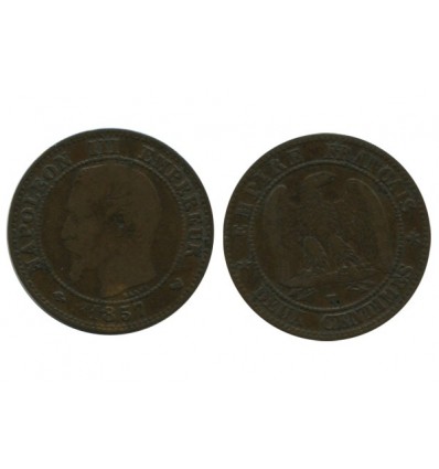 2 Centimes Napoleon III Tête Nue Second Empire