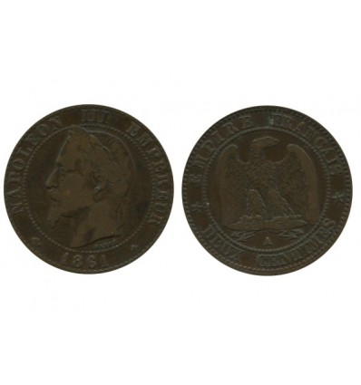 2 Centimes Napoleon III Tête Laurée Variété Pointe du Buste Alignée