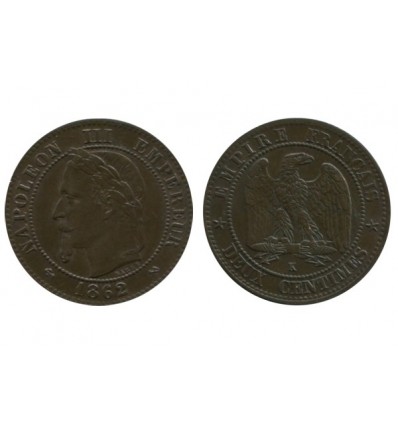 2 Centimes Napoleon III Tête Laurée