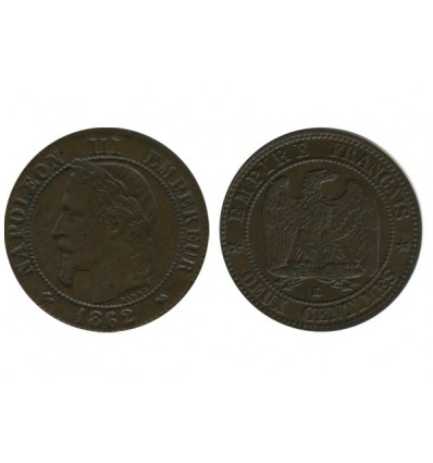 2 Centimes Napoleon III Tête Laurée