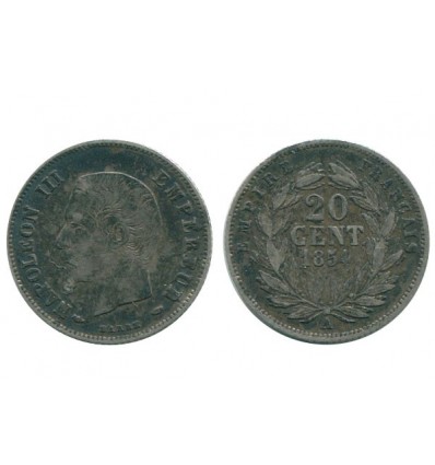 20 Centimes Napoleon III Tête Nue Second Empire