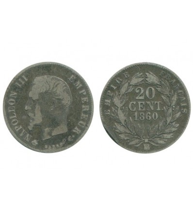 20 Centimes Napoleon III Tête Nue Second Empire