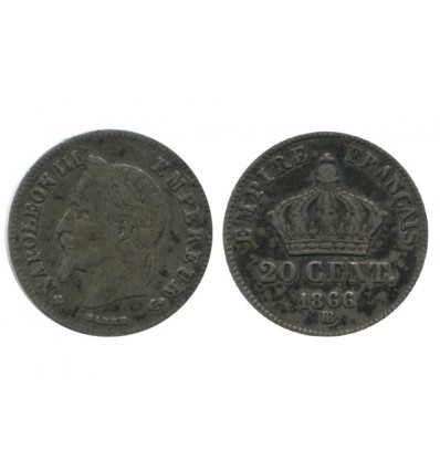 20 Centimes Napoleon III Tête Laurée Petit Module Second Empire