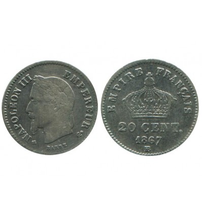 20 Centimes Napoleon III Tête Laurée Grand Module Second Empire