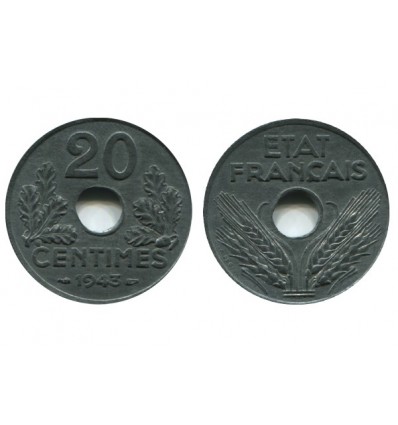 20 Centimes Etat Français type 20