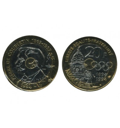 20 Francs Pierre de Coubertin