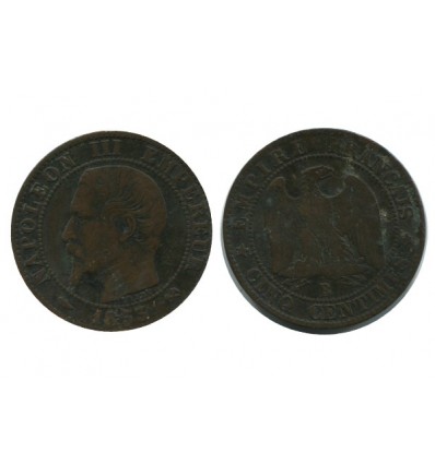 5 Centimes Napoleon III Tête Nue Deuxième Empire