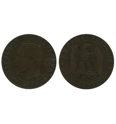 5 Centimes Napoleon III Tête Nue Deuxième Empire