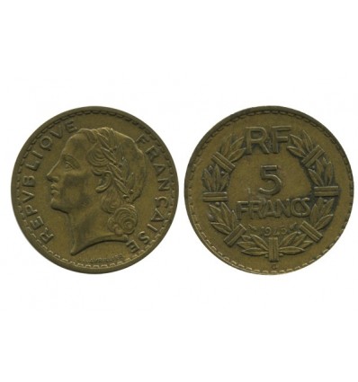 5 Francs Lavrillier Bronze Aluminium Gouvernement Provisoire