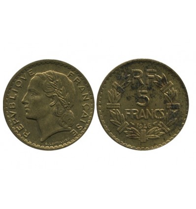 5 Francs Lavrillier Bronze Aluminium Gouvernement Provisoire
