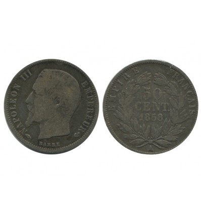 50 Centimes Napoleon III Tête Nue Second Empire