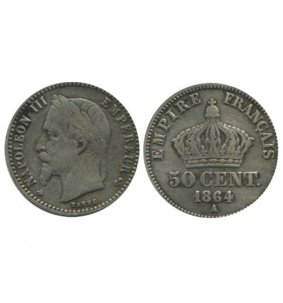 50 Centimes Napoleon III Tête Laurée Second Empire