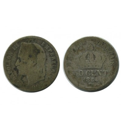 50 Centimes Napoleon III Tête Laurée Second Empire