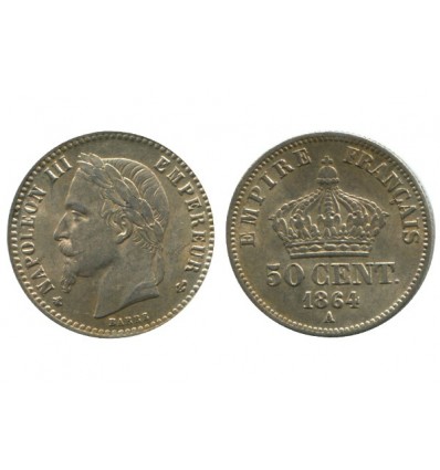 50 Centimes Napoleon III Tête Laurée Second Empire