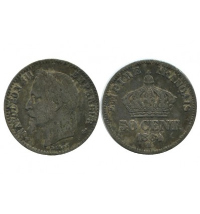 50 Centimes Napoleon III Tête Laurée Second Empire