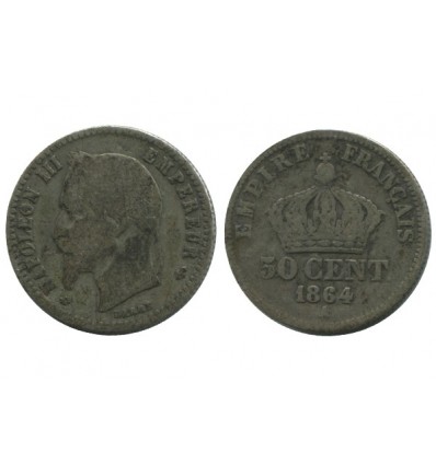 50 Centimes Napoleon III Tête Laurée Second Empire