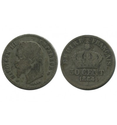 50 Centimes Napoleon III Tête Laurée Second Empire