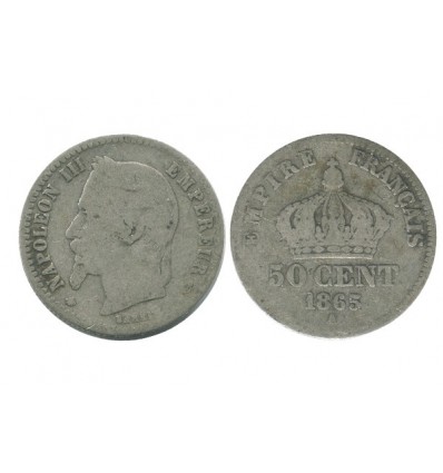 50 Centimes Napoleon III Tête Laurée Second Empire