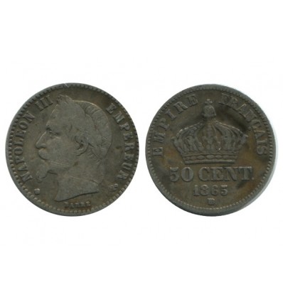 50 Centimes Napoleon III Tête Laurée Second Empire