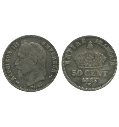 50 Centimes Napoleon III Tête Laurée Second Empire