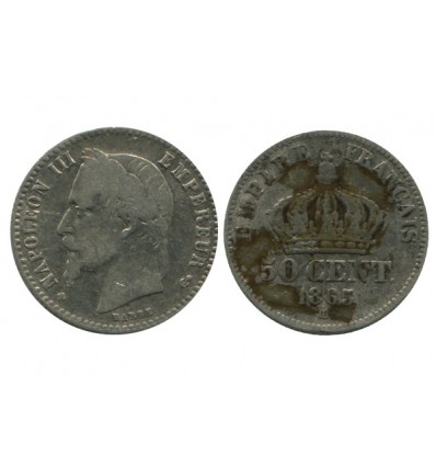 50 Centimes Napoleon III Tête Laurée Second Empire