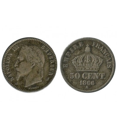 50 Centimes Napoleon III Tête Laurée Second Empire