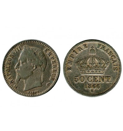 50 Centimes Napoleon III Tête Laurée Second Empire