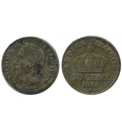 50 Centimes Napoleon III Tête Laurée Second Empire