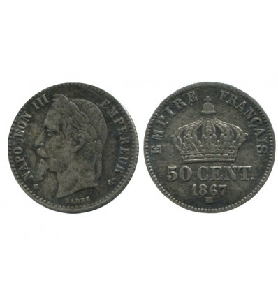 50 Centimes Napoleon III Tête Laurée Second Empire