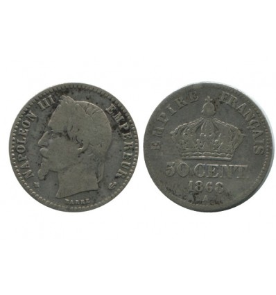 50 Centimes Napoleon III Tête Laurée Second Empire