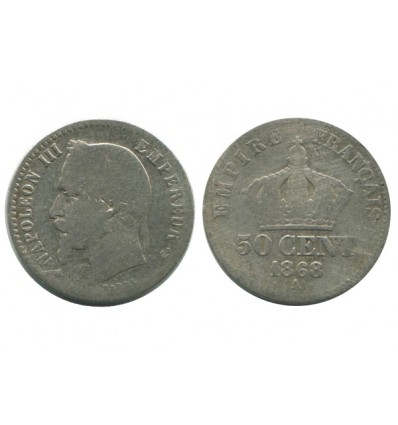 50 Centimes Napoleon III Tête Laurée Second Empire