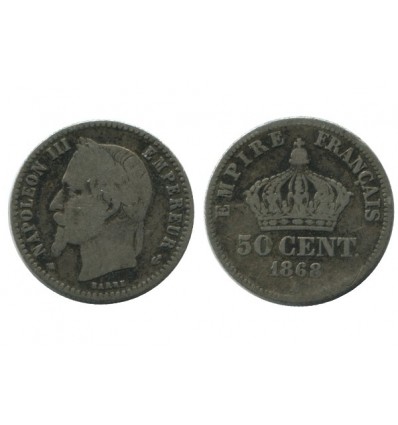 50 Centimes Napoleon III Tête Laurée Second Empire