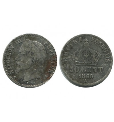 50 Centimes Napoleon III Tête Laurée Second Empire