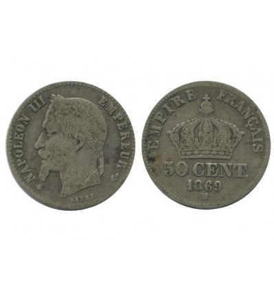 50 Centimes Napoleon III Tête Laurée Second Empire