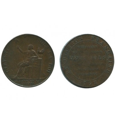 Monneron de 2 Sols - Liberté Assise - Médaille de Confiance Révolution