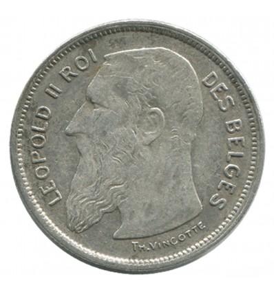 2 Francs Leopold II Légende Française Belgique Argent