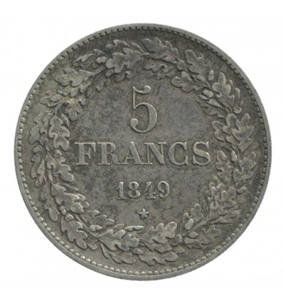 5 Francs Leopold Ier Tête Laurée Belgique Argent