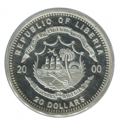 20 Dollars Libéria Argent