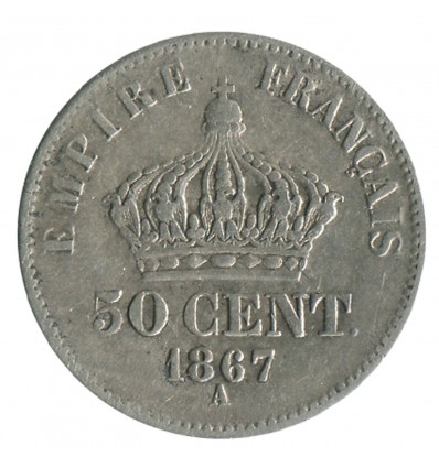 50 Centimes Napoleon III Tête Laurée Second Empire