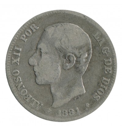 2 Pesetas Alphonse XII - Espagne  Argent