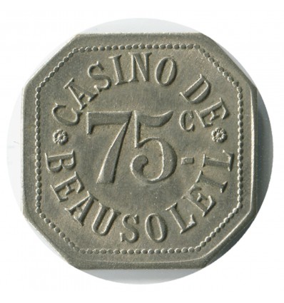 Jeton de 75 Centimes Casino Maillechort - Beausoleil